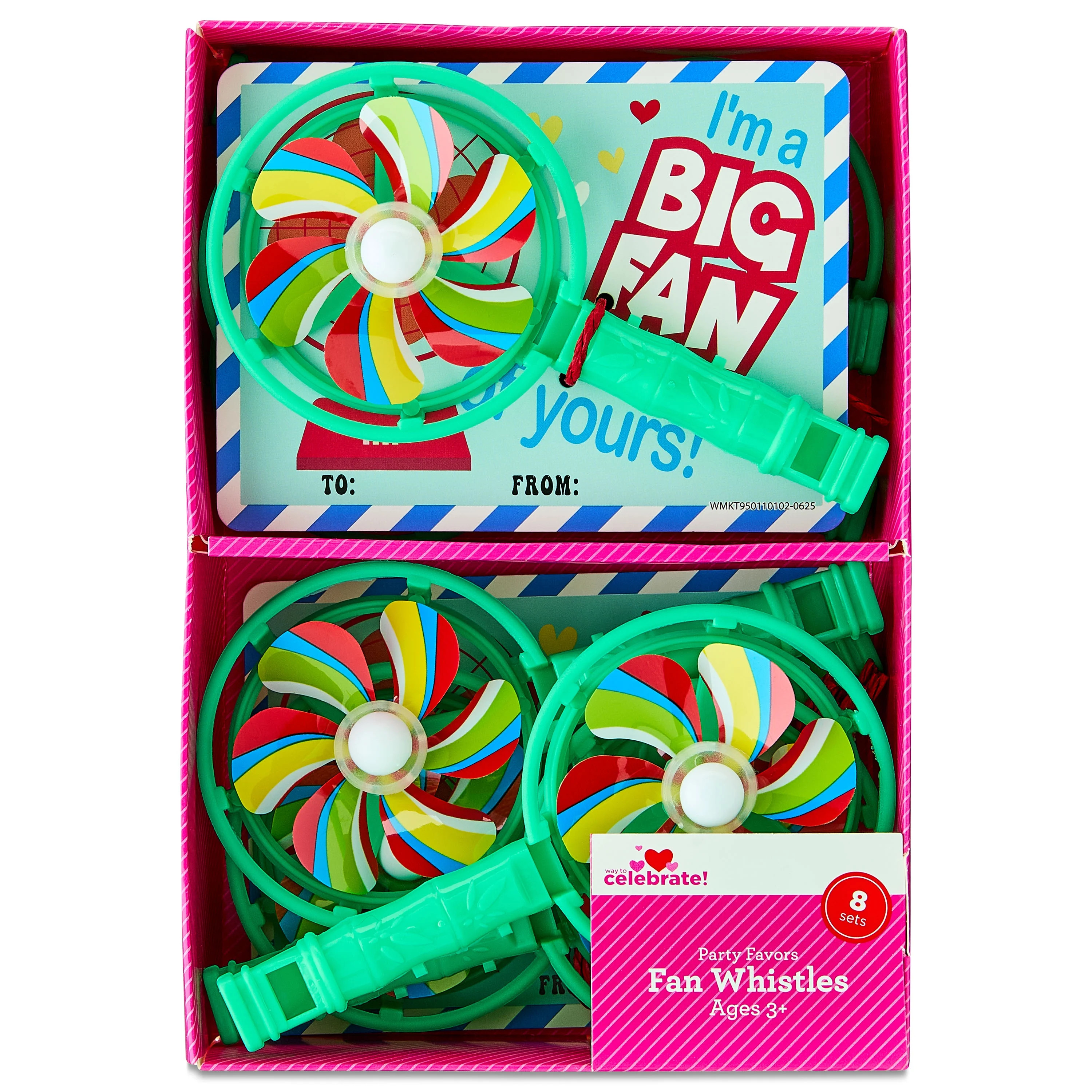 Classroom Exchange Cards with Fan Whistle Party Favors, Multicolor, 8 Count, Valentine's Day by W... | Walmart (US)