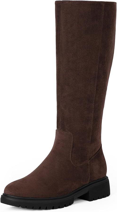 Knee High Boots for Women Round Toe Women's Fashion Tall Riding Boots Chunky Platform Long Flat B... | Amazon (US)