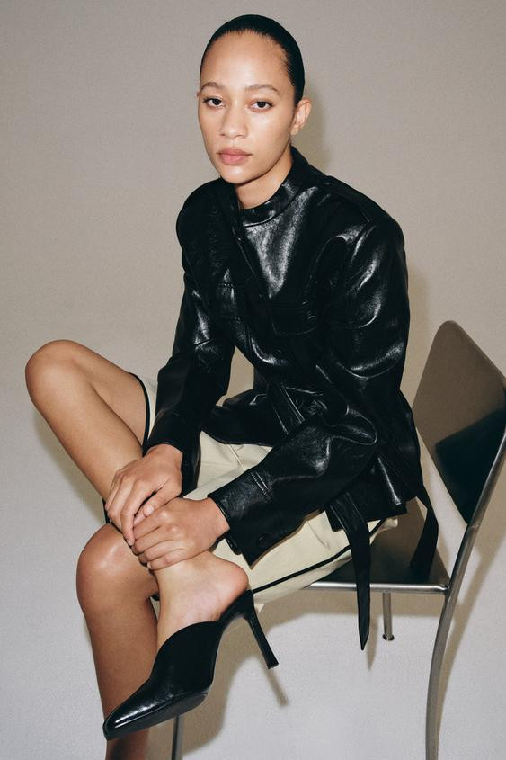 LEATHER MULE HEELED SHOES | Zara UK