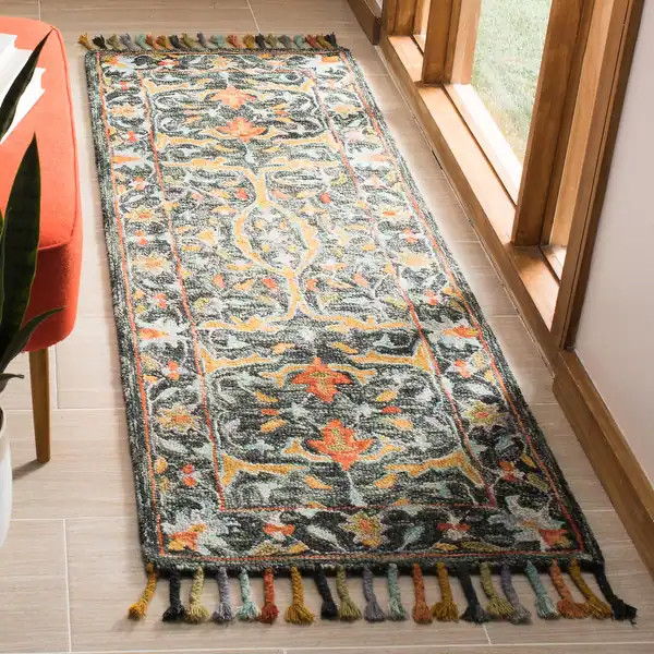 SAFAVIEH Handmade Aspen Magdalena Boho Tribal Wool Rug - 2'3" x 7' Runner - Olive/Rust | Bed Bath & Beyond