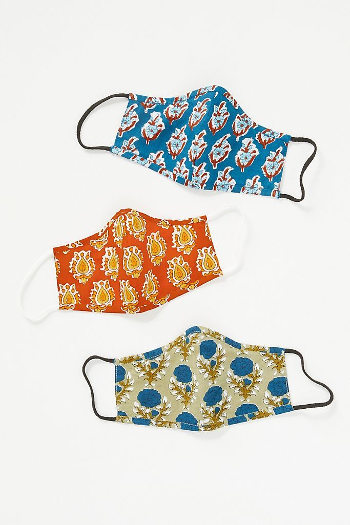 Anthropologie Reversible Lightweight Ear Loop Reusable Face Masks, Set of 3 | Anthropologie (US)