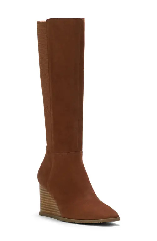 NYDJ Jessica Wedge Knee High Boot in Cognac at Nordstrom, Size 7 | Nordstrom