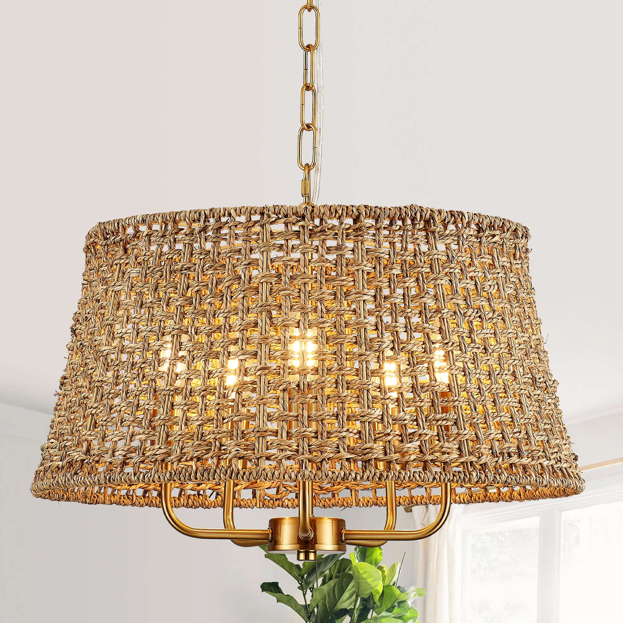 5-light Boho Farmhouse Hand-woven Rattan Chandelier | Wayfair North America