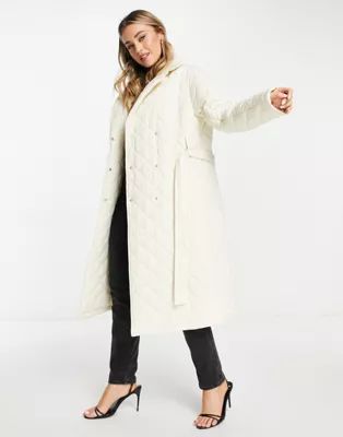 Ever New belted wrap coat in cream | ASOS (Global)