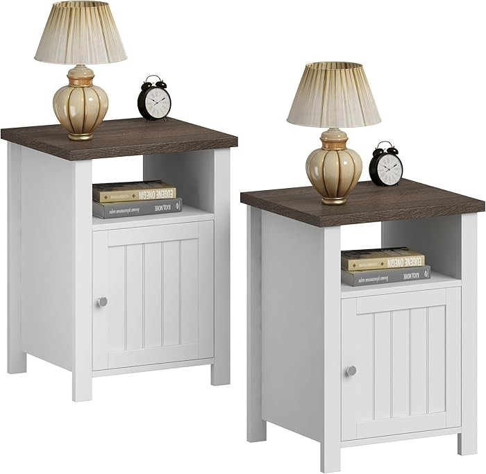 ChooChoo Farmhouse Nightstands Set of 2, Rustic Vintage End Side Table with Storage for Bedroom L... | Amazon (US)