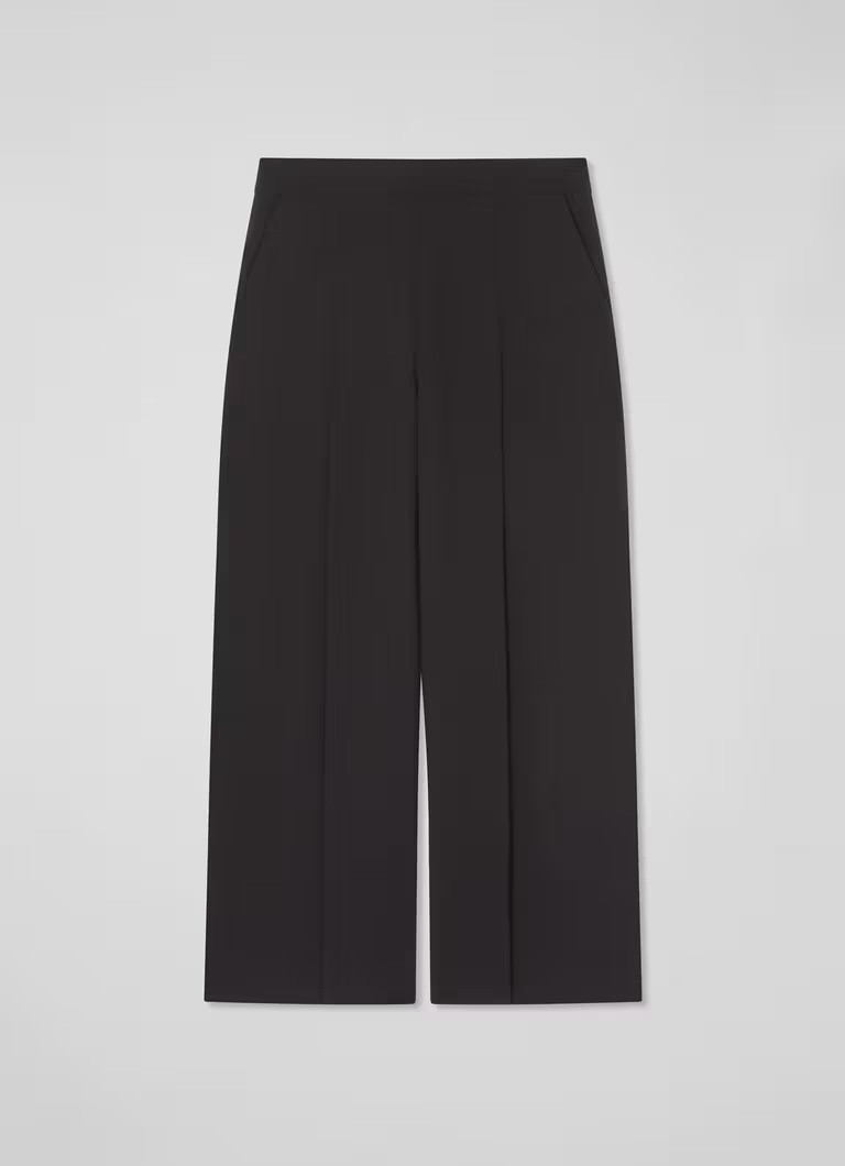 Eva Black Wide Crop Pleat Trouser | L.K. Bennett (UK)