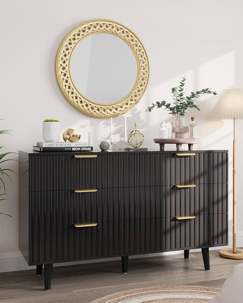 6 Drawer Dresser for Bedroom Modern Wood Storage Chest of Drawers with Fluted Panel Organizer for... | Amazon (US)