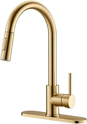 Havin HV601 Brass Kitchen Faucet with Pull Down Sprayer,Spot Free, Fit for 1 and 3 Holes Kitchen ... | Amazon (US)
