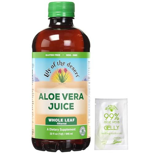 Lily of the Desert Aloe Vera Juice - Whole Leaf Filtered Aloe Vera Drink, Non-GMO Aloe Juice with Natural Digestive Enzymes for Gut Health, Stomach Relief, Wellness, Glowing Skin, 32 Fl Oz. Gelly Sachet included | Amazon (US)