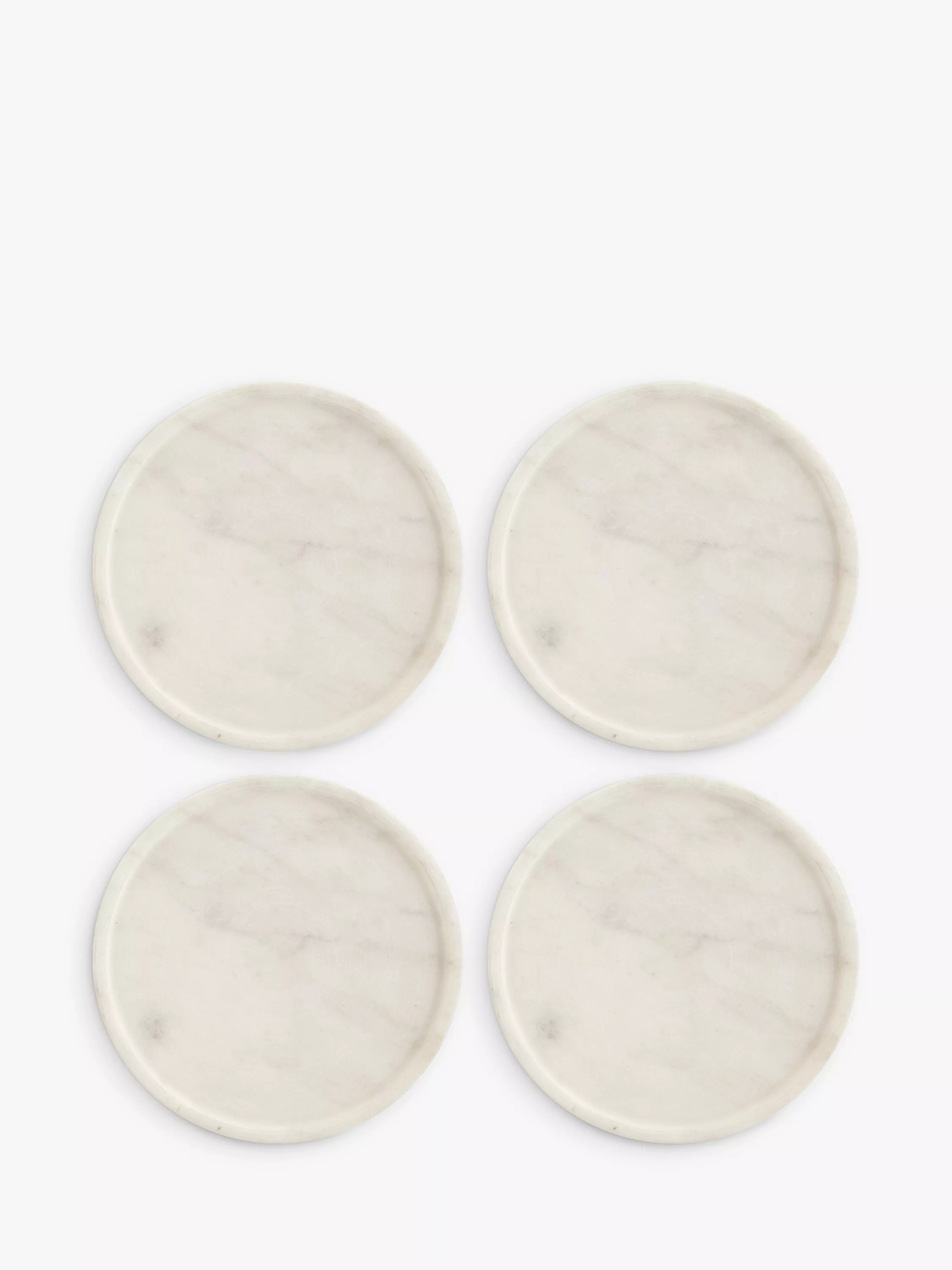 John Lewis Round Marble Coasters, Set of 4, White | John Lewis (UK)