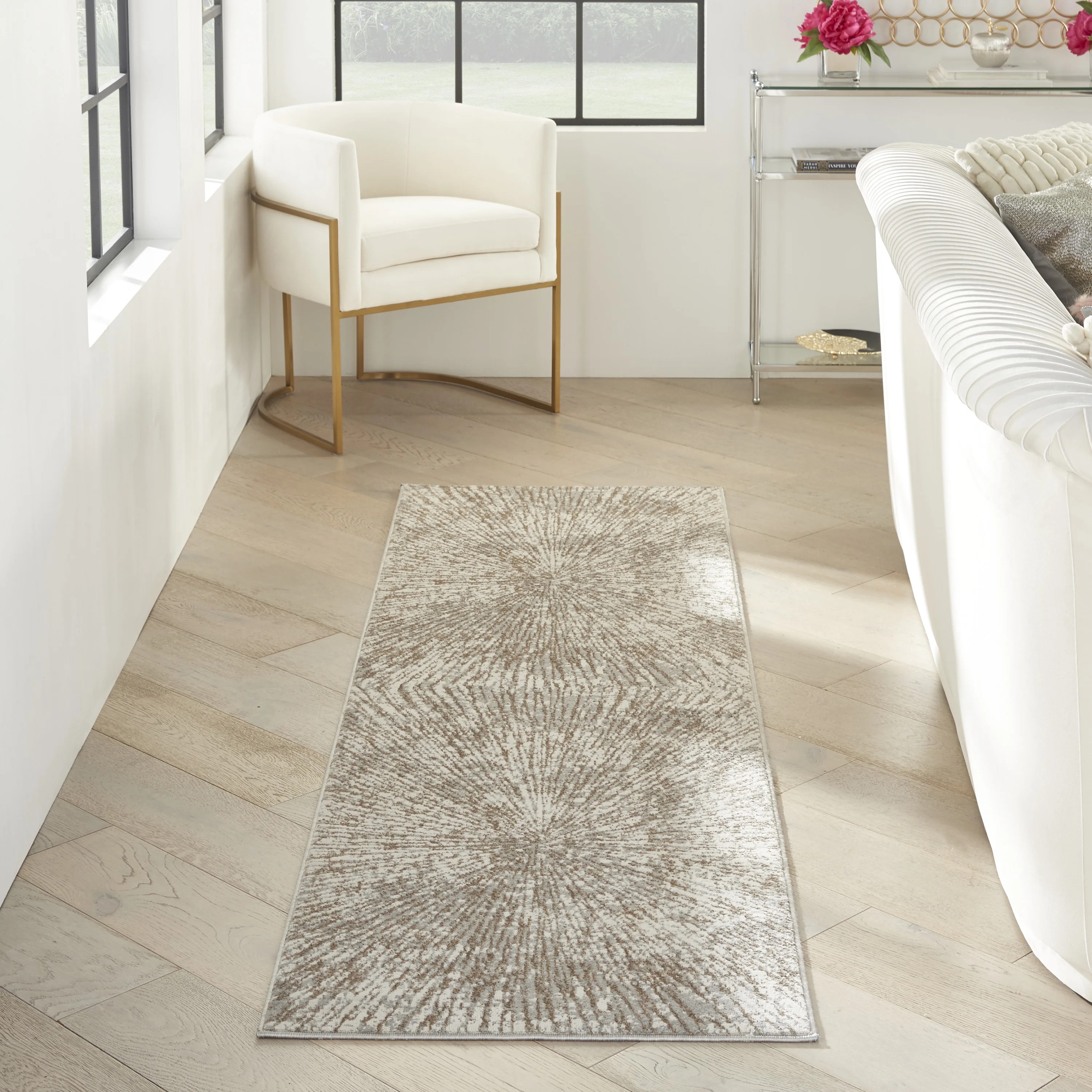 Inspire Me! Home Décor Metallic Abstract Grey Mocha 2'2" x 7'6" Area Rug, (2x8) | Walmart (US)