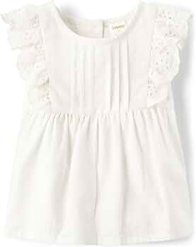 Gymboree Girls' and Toddler Short Sleeve Linen Top | Amazon (US)