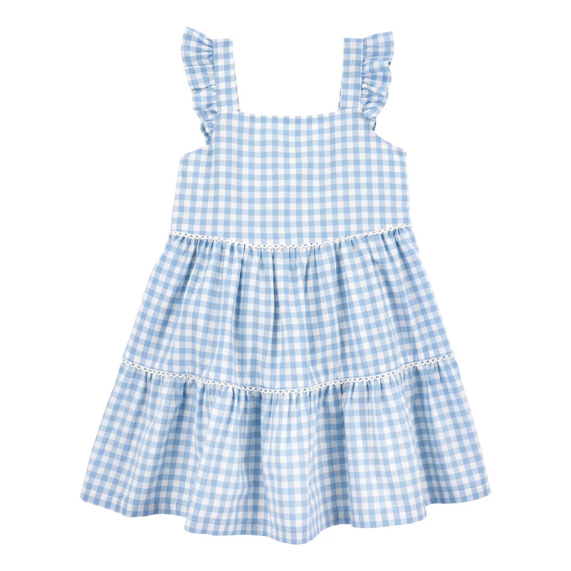 Toddler Girls Carter's Gingham Flutter Sleeve Dress | Kohl's