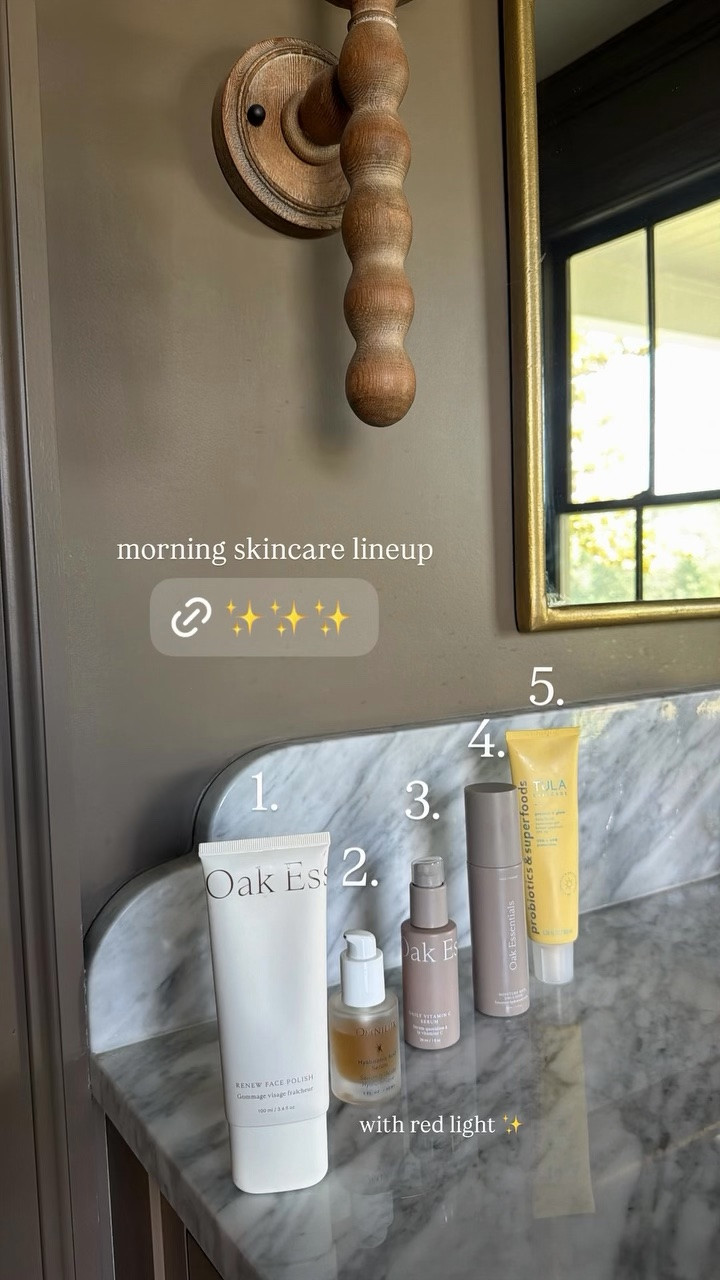my morning skincare routine ✨ polish after my workout followed by hyaluronic acid and red light mask then moisturizer then spf ✨👏

#LTKOver40 #LTKmorningroutine #LTKBeauty