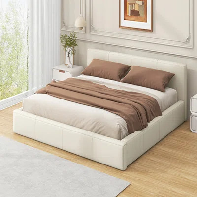 King Size Bed Frame (Beige) | Wayfair North America
