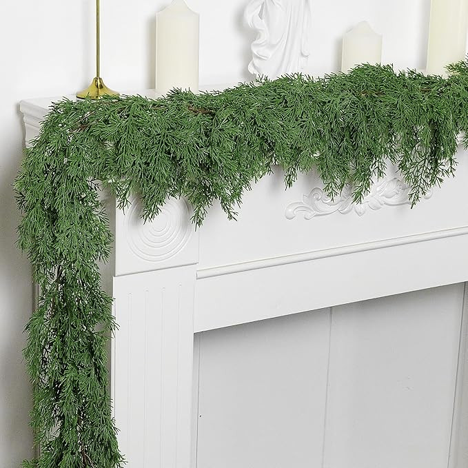 6 Ft Christmas Norfolk Pine Garland- Dense Pine Realistic Touch Garland Ornament- Greenery Artifi... | Amazon (US)