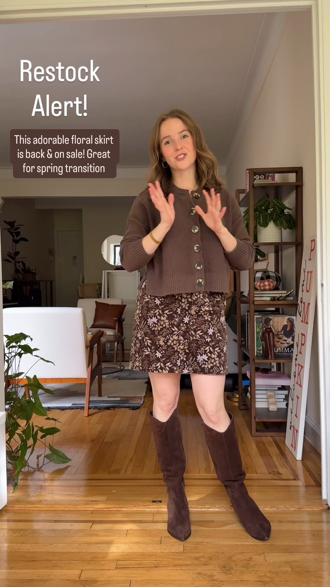 Restock alert! The cutest floral skirt for spring transition. Wearing 0
Petite. On sale. Xs cardiga 

#LTKSaleAlert #LTKPetite