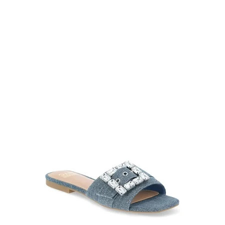 Madden NYC Women’s Broach Denim Slide Sandals | Walmart (US)