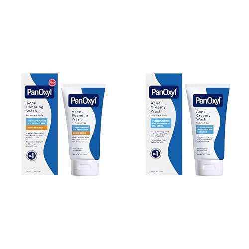 PanOxyl Acne Wash Bundle: 10% Benzoyl Peroxide Maximum Strength Foaming Wash (5.5 Oz) and 4% Benzoyl Peroxide Creamy Wash (6 Oz) | Amazon (US)