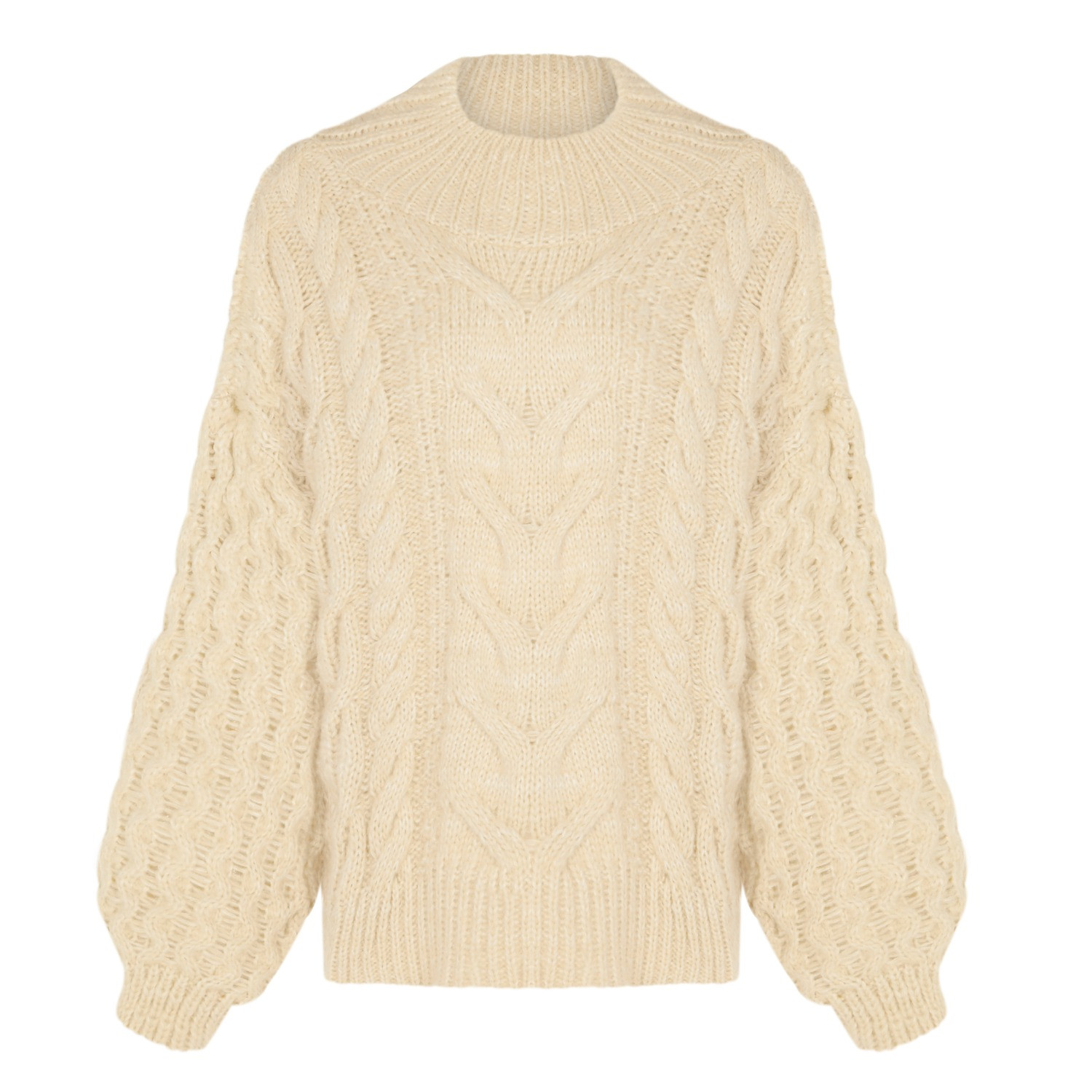 Bella Cable Balloon Sleeve Jumper - Biscuit | Wolf & Badger (US)