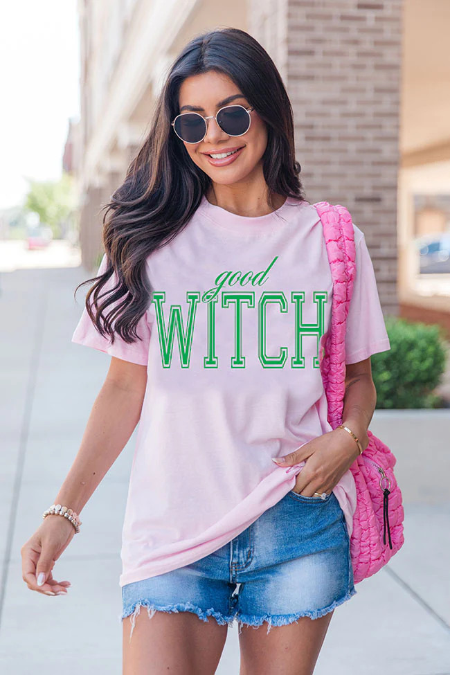 Good Witch Light Pink Oversized Graphic Tee | Pink Lily