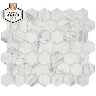 Lifeproof Carrara 10 in. x 12 in. x 6.35 mm Ceramic Hexagon Mosaic Floor and Wall Tile (0.81 sq. ... | The Home Depot