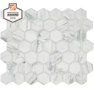 Carrara 10 in. x 12 in. x 6.35 mm Ceramic Hexagon Mosaic Floor and Wall Tile (0.81 sq. ft./Each) | The Home Depot