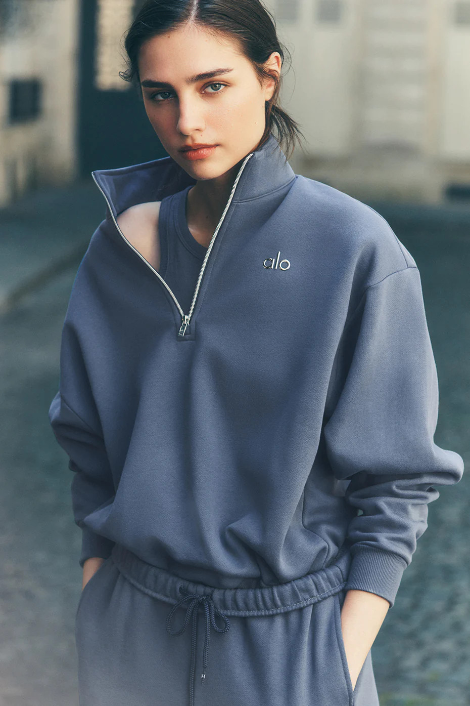 ALO | Accolade 1/4 Zip Pullover Top in Bluestone, Size: 2XL | Alo Yoga