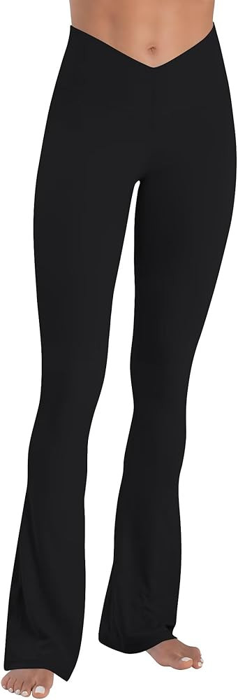 Sunzel Mini Flare Leggings for Women V Crossover Mid Rise Workout Flared Yoga Pants with Tummy Co... | Amazon (US)