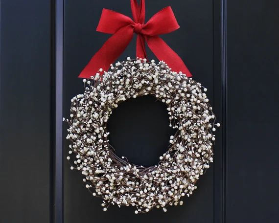 Cream Christmas Wreath  Berry Wreath  Door Wreath  Holiday | Etsy | Etsy (US)