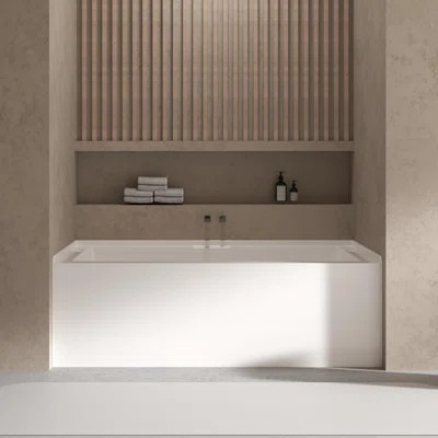 60" Acrylic Alcove Soaking Tub, Rectangular Bathtub with Integral Apron & Brushed Nickel Drain | Wayfair North America