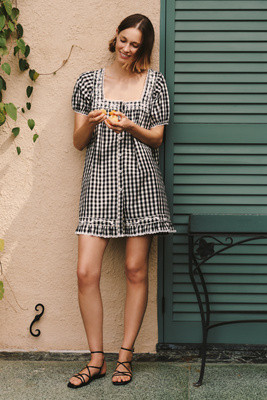Maeve 100% Cotton Gingham Swing Mini Dress | Anthropologie (US)