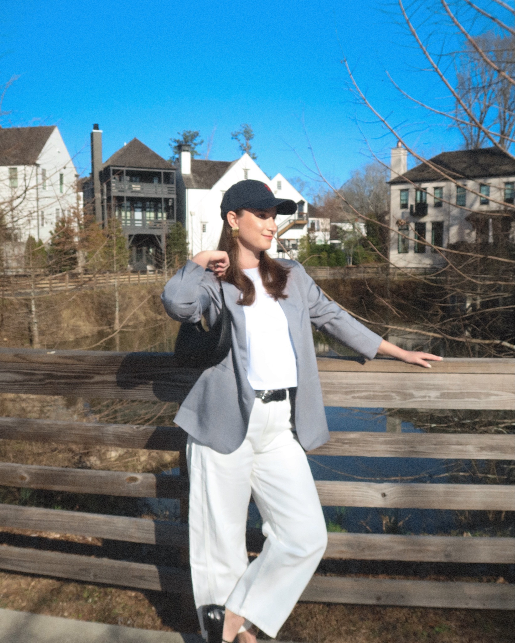 Grey oversized blazer, tan trench coat, white crop top , blue baseball, Ralph Lauren, baseball hat, chunky gold earrings, retro sunglasses, straight jeans, white barrel jeans, Amazon jeans, ballet flats, black handbag, chunky, gold watch, spring accessories, Amazon spring accessories, spring outfit, Pinterest spring outfit info, Casual spring outfit, date night outfit

#LTKShoeCrush #LTKItBag #LTKSeasonal