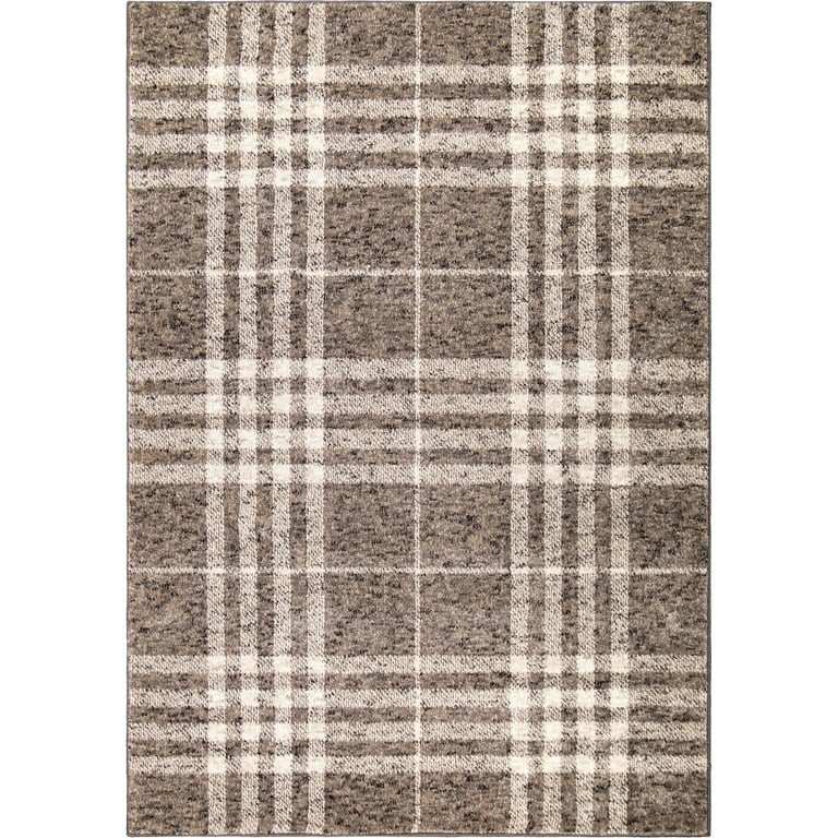 My Texas House Highlands 6' X 9' Dark Beige Plaid Area Rug | Walmart (US)