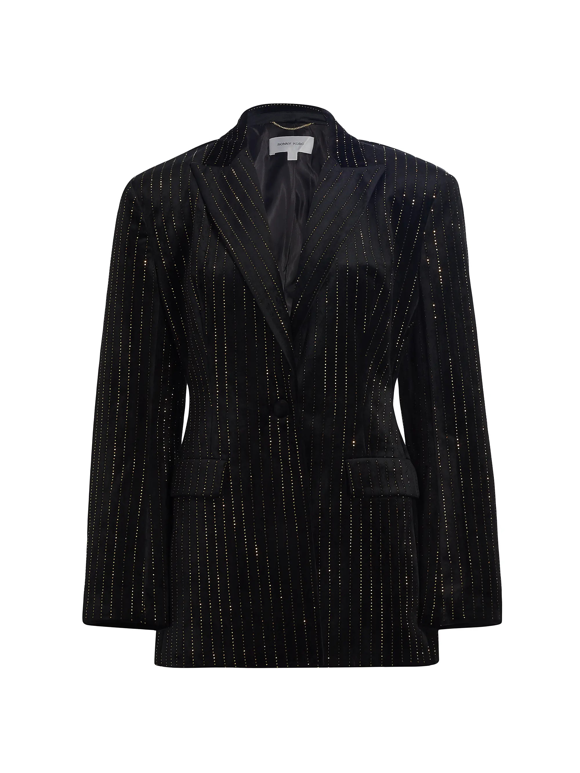 Madera Crystal-Embellished Pinstriped Velvet Blazer | Saks Fifth Avenue