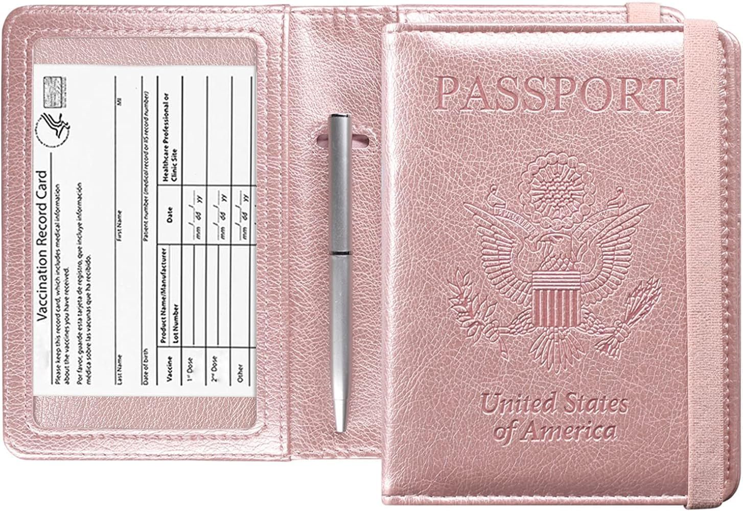 ACdream Passport and Vaccine Card Holder Combo, Cover Case with CDC Vaccination Card Slot, Leather T | Amazon (US)