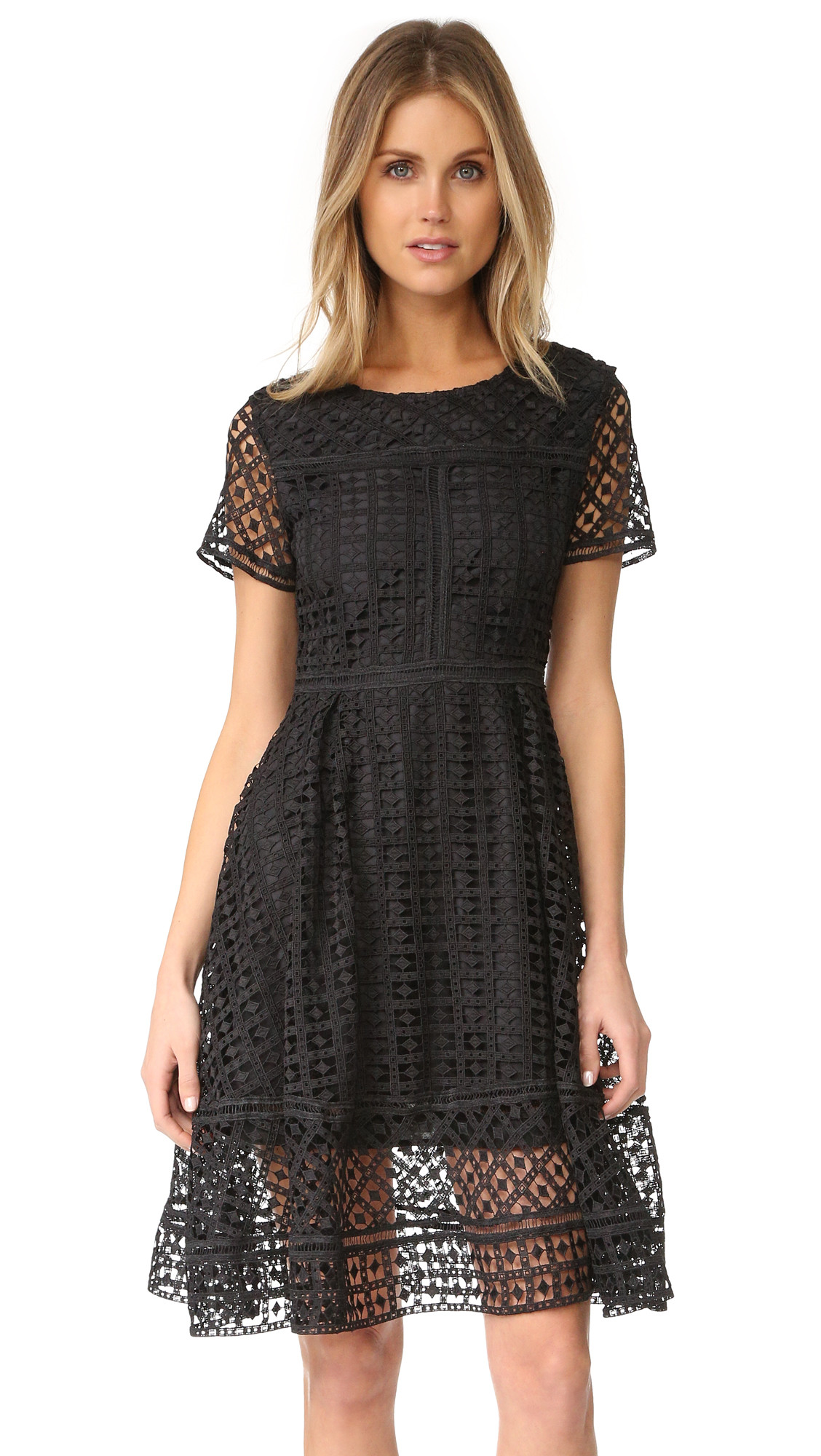 Cupcakes And Cashmere Mori Lace Fit And Flare Dress - Black | Shopbop