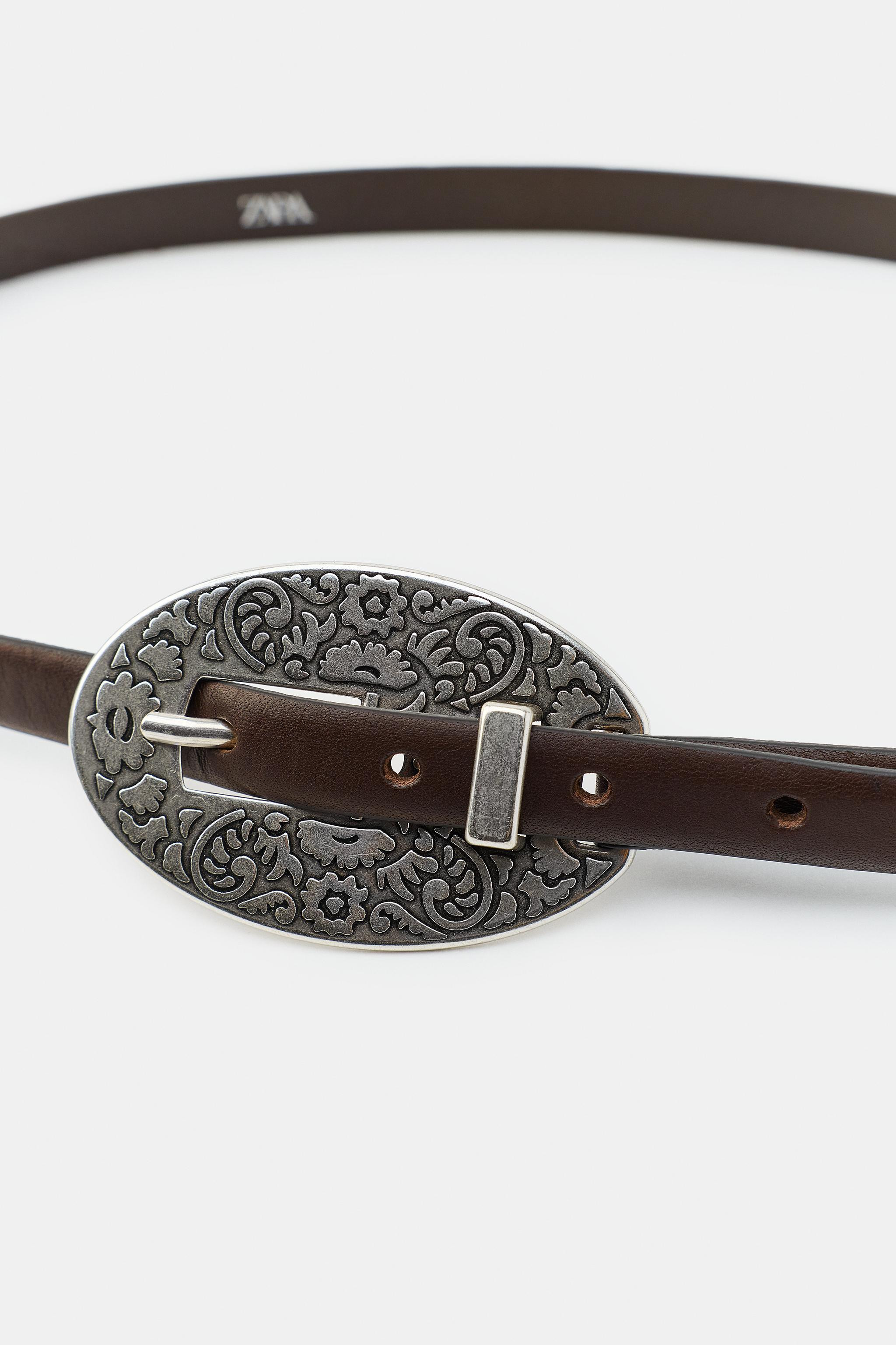 100% LEATHER BELT WITH INTRICATE BUCKLE | Zara UK