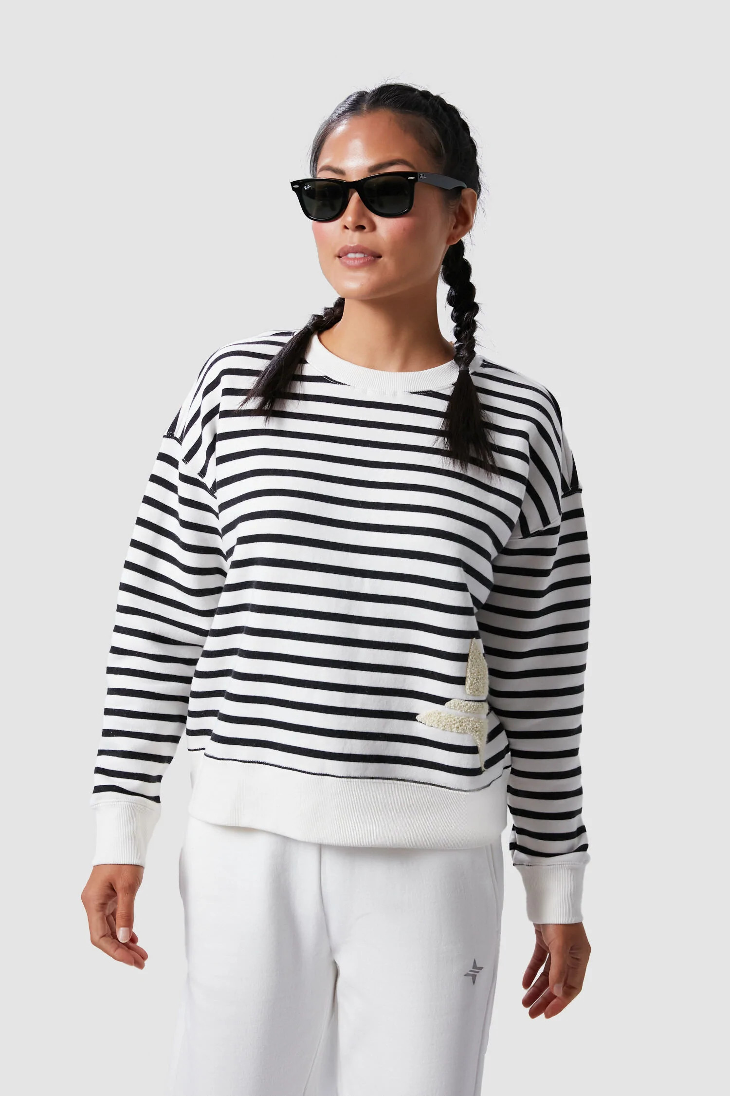 Black and White Striped Logo Crewneck Pullover | Tuckernuck (US)