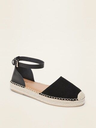 Faux-Suede/Faux-Leather Ankle-Strap Espadrilles for Women | Old Navy (US)