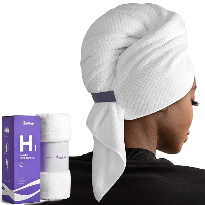 Umisleep Extra Large Microfiber Hair Towel for Women Long, Curly, Thick Hair, Super Soft Anti Fri... | Amazon (US)