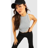 Womens Rib Thick Binding Racer Vest - Grey - 12, Grey | Boohoo.com (UK & IE)