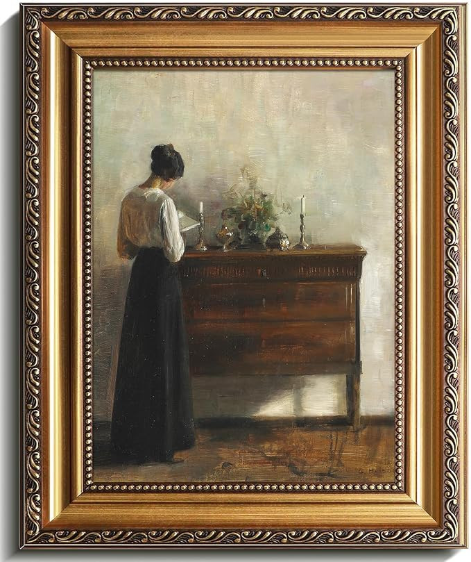 uniro Vintage Gold Framed Wall Art, Vintage Woman Portrait Canvas Art Prints Painting, Antique 19... | Amazon (US)