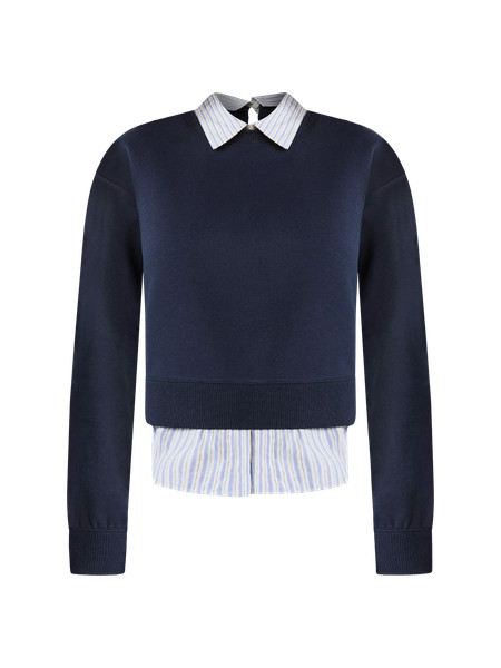 Weekend Collection Layered Mix Media Sweatshirt | Ann Taylor