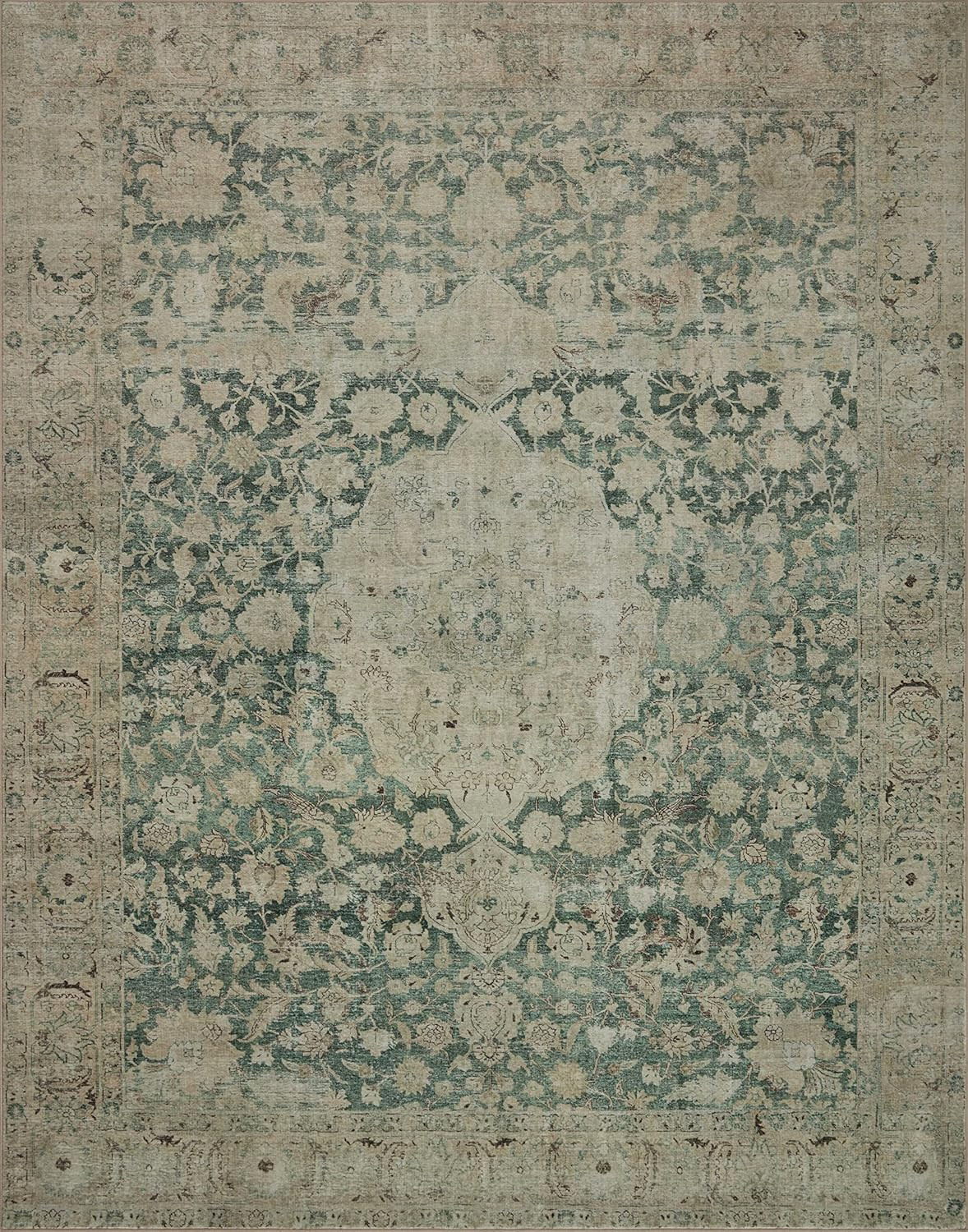 Loloi Magnolia Home by Joanna Gaines Sinclair Collection SIN-05 Jade/Sand 5'-0" x 7'-0", .25" Pil... | Amazon (US)