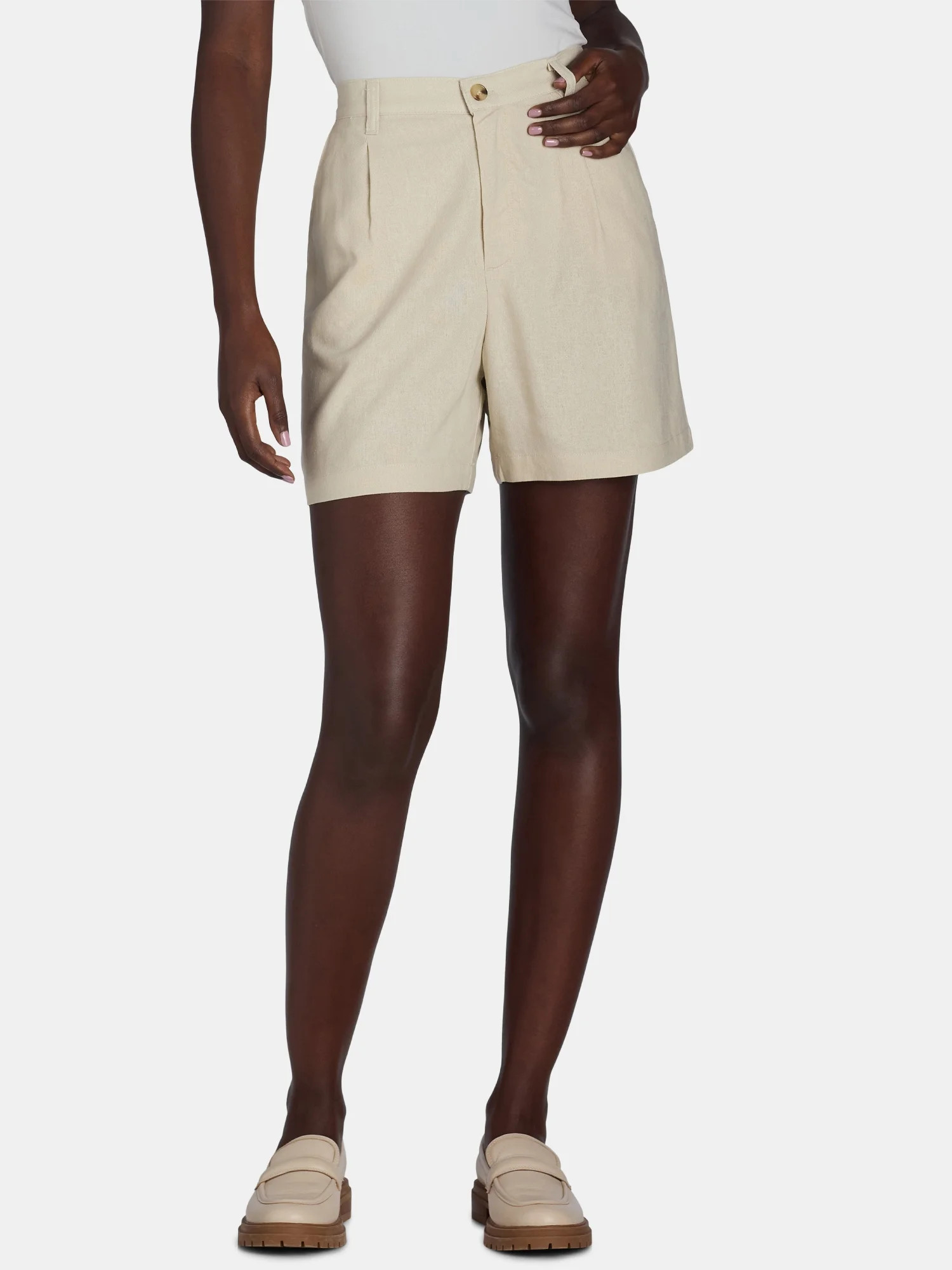 Time and Tru Women’s Linen Blend Shorts, 5” Inseam, Sizes XS-XXXL | Walmart (US)