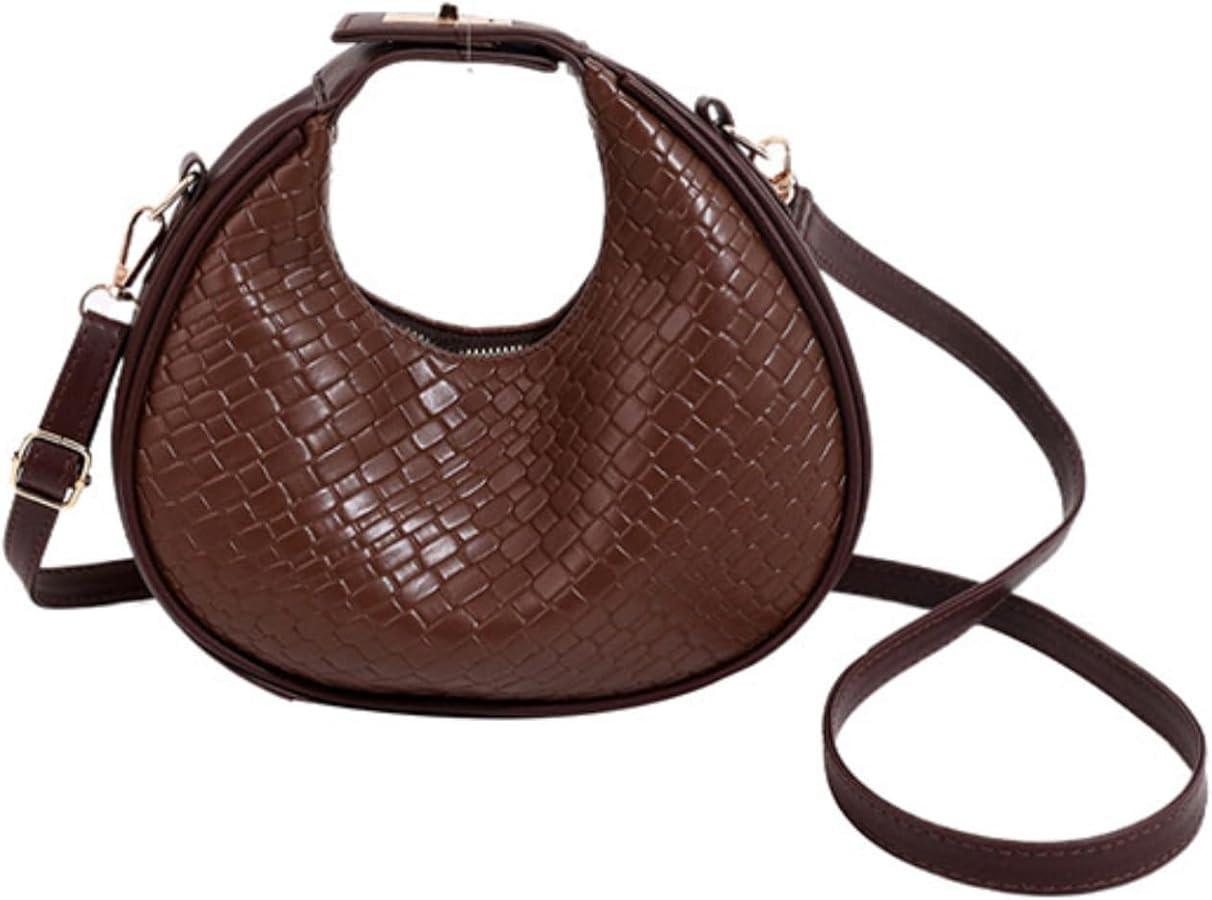 Floerns Women's Crossbody Bag Leather Weave Small Handbag Retro Crescent Bag | Amazon (US)