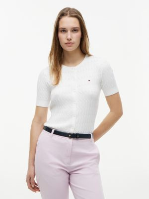 Short-Sleeve Cable Knit Cardigan | Tommy Hilfiger | Tommy Hilfiger (US)