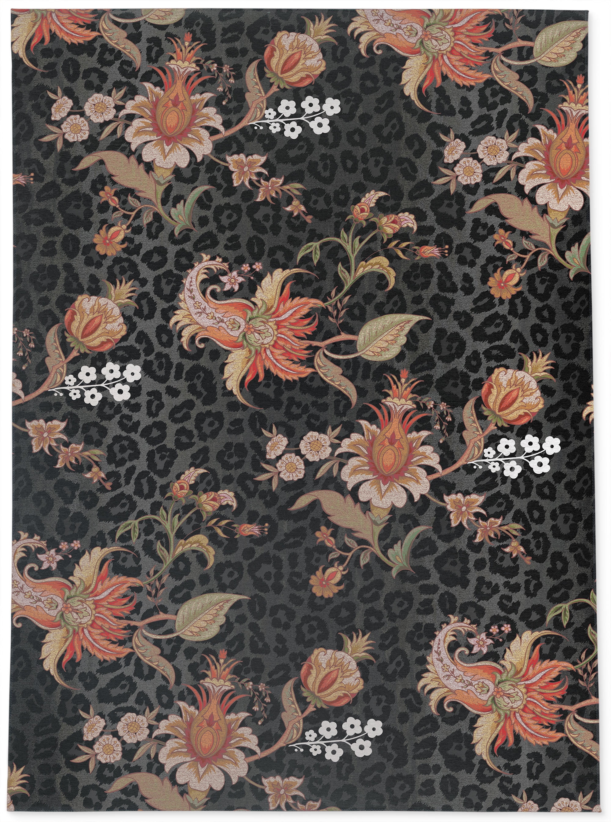 Jackobean Cheetah Charcoal Area Rug by Kavka Designs - Walmart.com | Walmart (US)