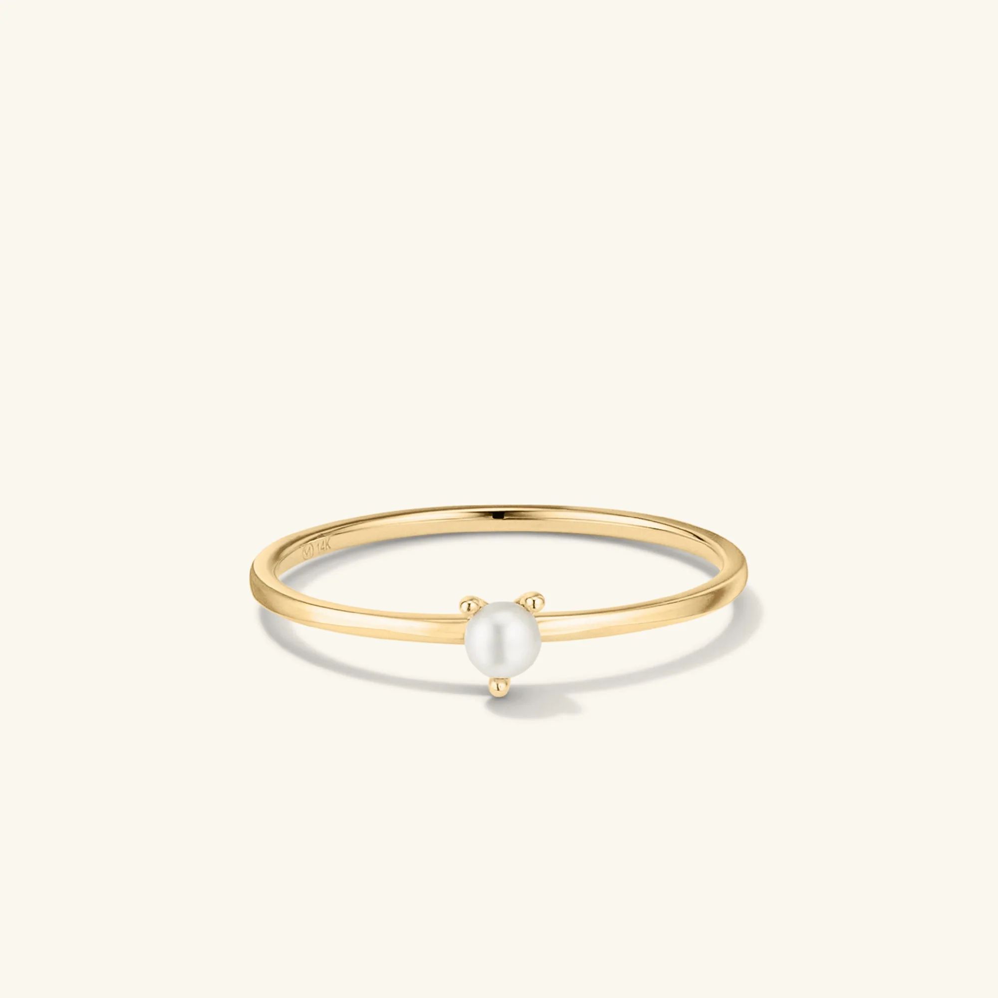 Pearl Slim Stacker Ring | Mejuri Fine Crew